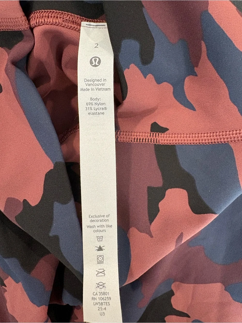 NWT Lululemon Wunder Train High Rise 28” Leggings Camo Size 2 Everlux